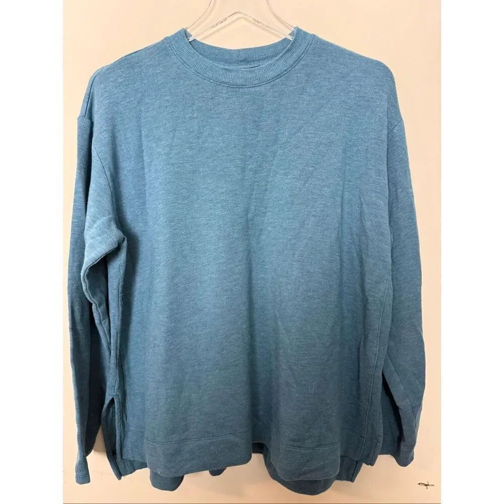 Pure Jill Teal Blue Long Sleeve Sweatshirt Size XL Casual Minimalist Soft Stretc